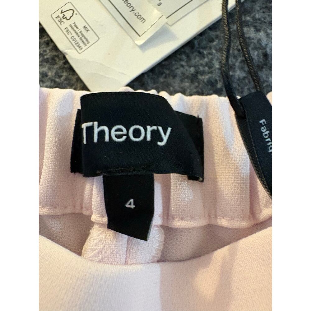 Theory Treeca New Pastel Pink Admiral Crepe Coquette Pull On Trousers 4 - Picture 5 of 9